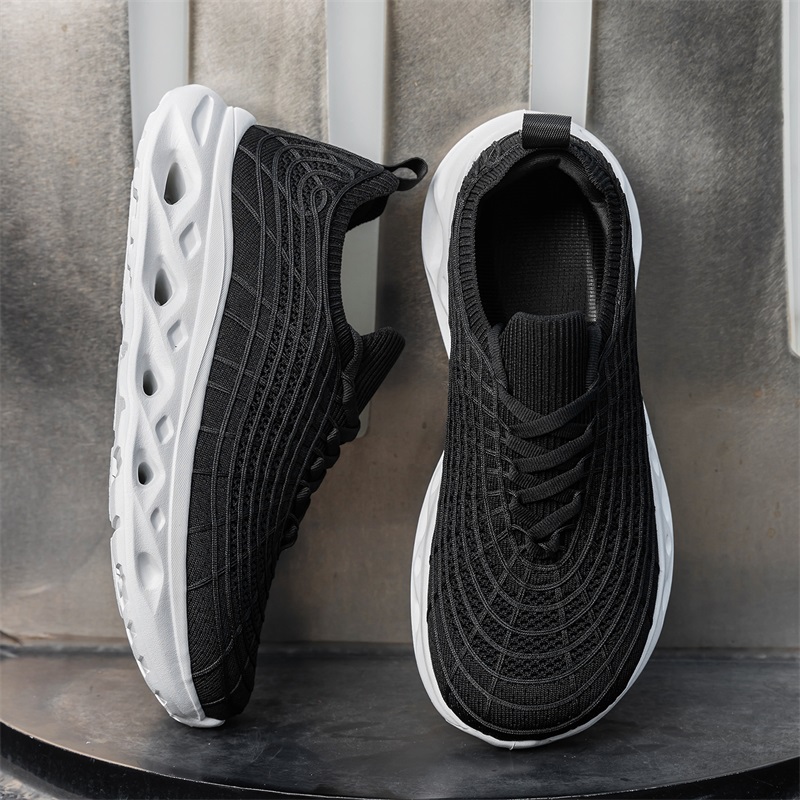 Shock Absorbing Gym Trainers - Nre Trend Herren-Sneaker, leichte, atmungsaktive Strick-Laufschuhe,
