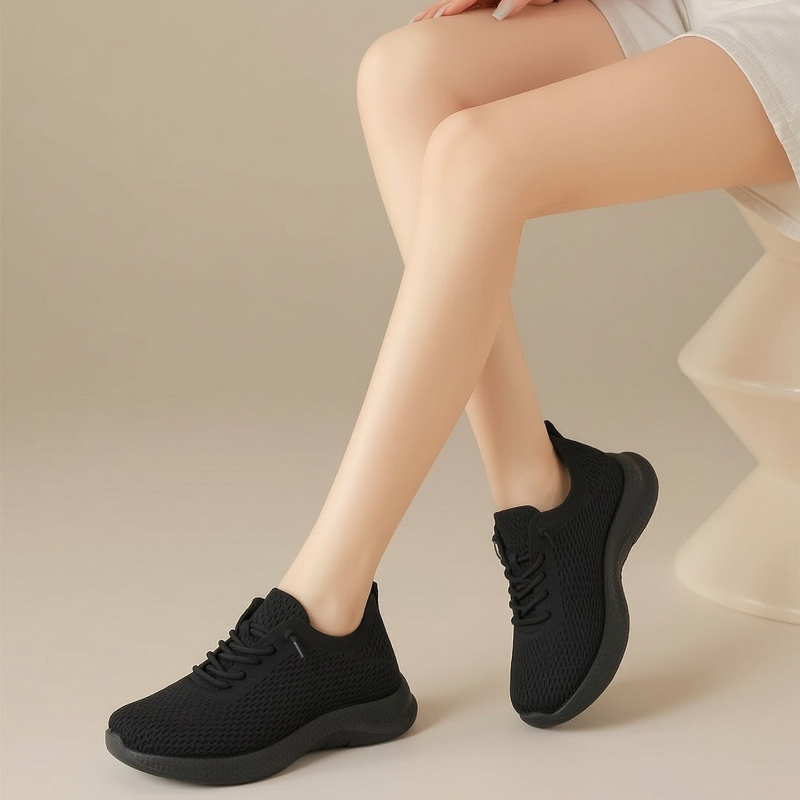 Sommerliche Damen-Sneaker aus  – Knit Fabric Lace Up Sneakers Bewertung und Preis